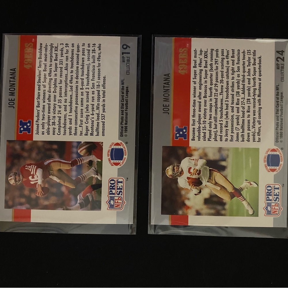 1990 Joe Montana NFL Pro Set Cards Super Bowl MVP cards. Set of 2. - Picture 2 of 2